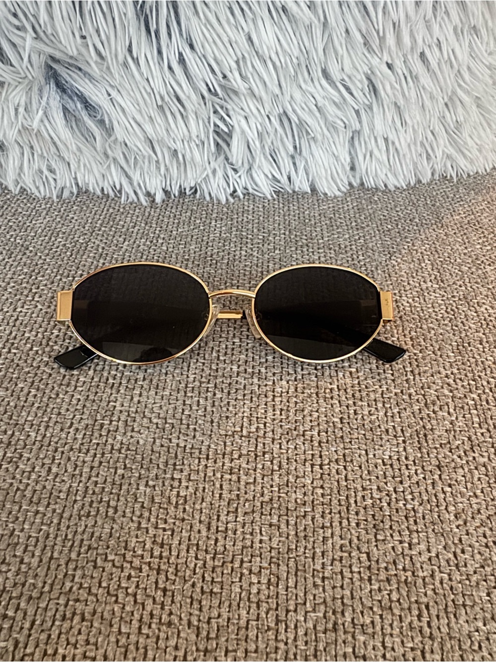 Oval Gold Frame Sunglasses with Black Lenses - Women's